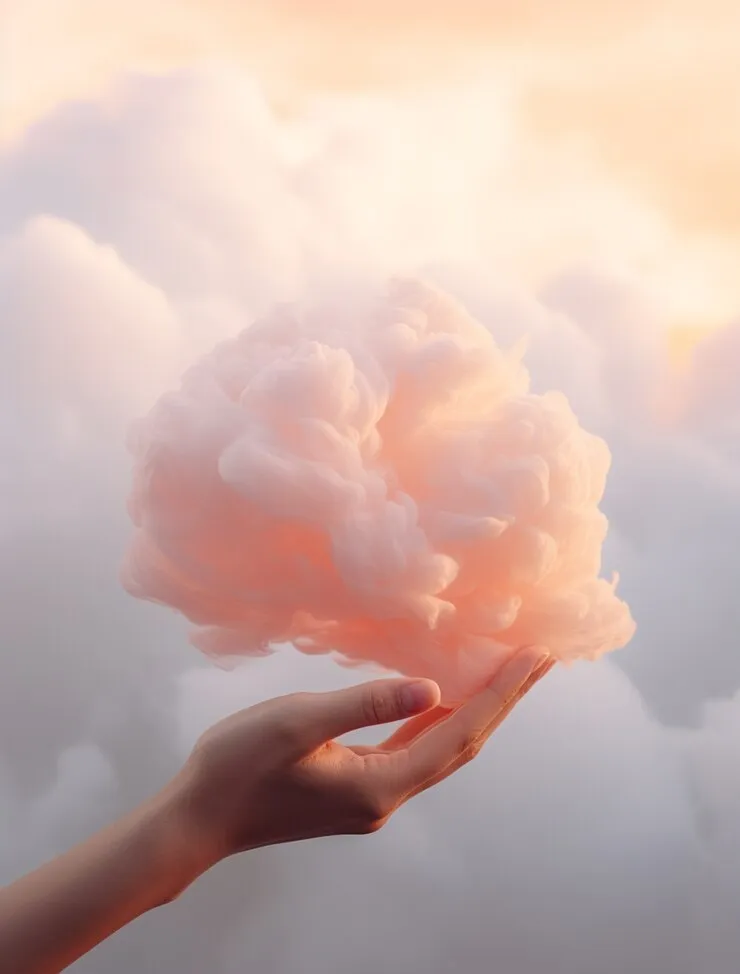 Nuage tenu dans une main